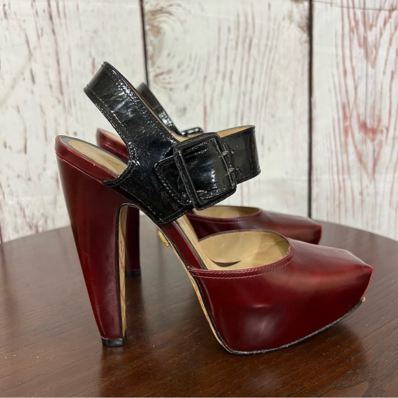 L.A.M.B. by Gwen Stefani HAMURA women’s Platform Heels  Black red Vintage Y2K 7B - Picture 15 of 17